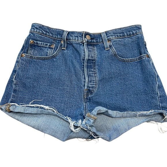 Levis Strauss Pants - Levis 501 Blue Denim Women's High-Waist Cutoff Shorts Size 29